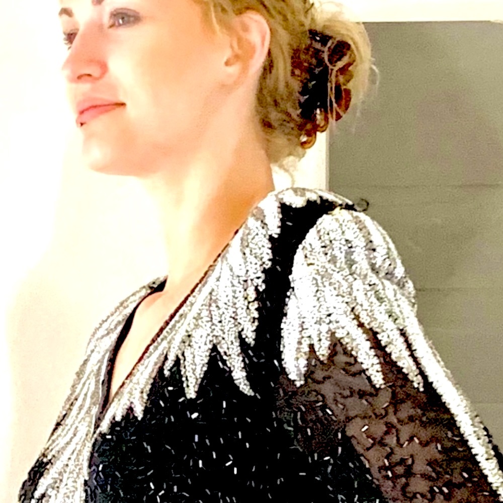 Vintage Oleg Cassini BLACK TIE  Formal SILK Gown Occasion Event Evening Sequined - Picture 4 of 16